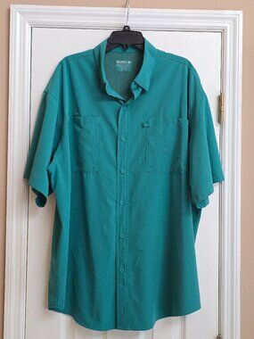 Reel Legends Performance Saltwater Vented Button Up Fishing Shirt Turquoise XXL